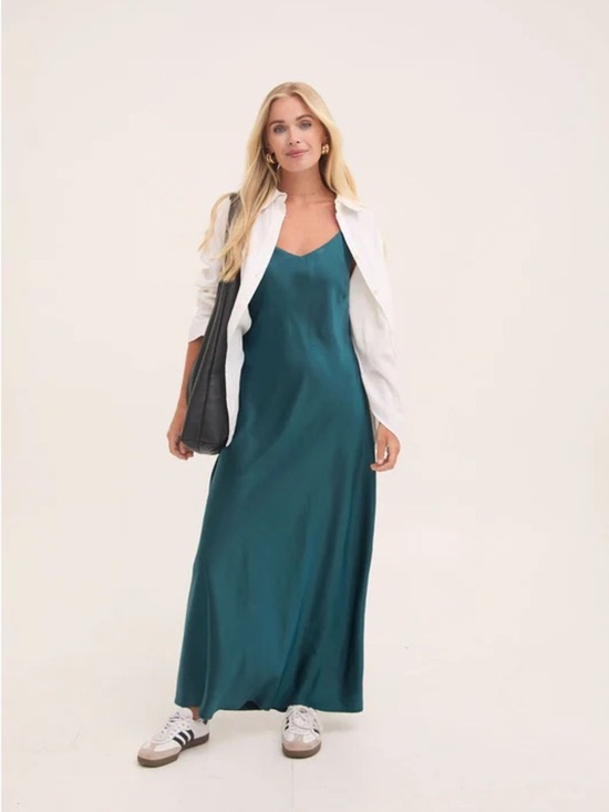a new day Dresses & Skirts - A NEW DAY Teal Slip Maxi Dress with Spaghetti Straps